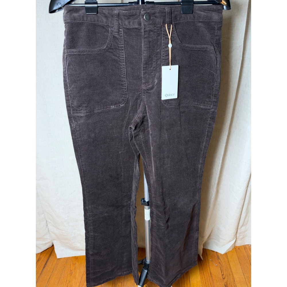 Quince Organic Stretch Corduroy Flare Pants Women's 10 Espresso 70s NWT